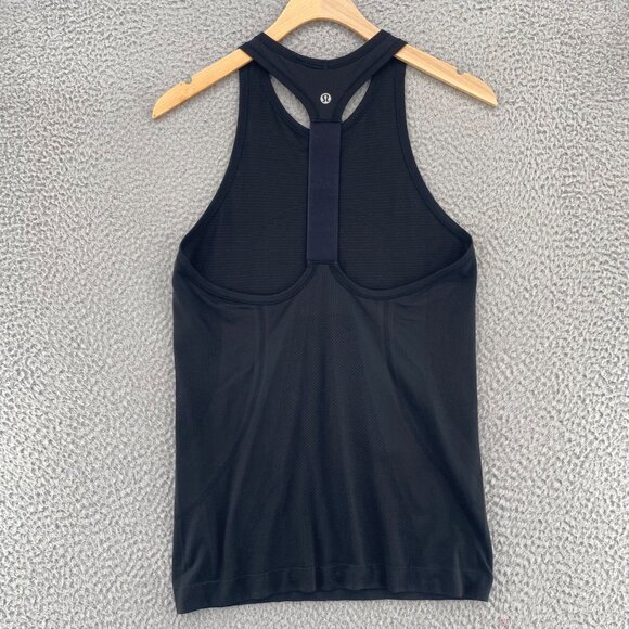 Lululemon Swiftly Tech T-Back Black Top Womens 6 Stretch Running Silverescent - Picture 3 of 11